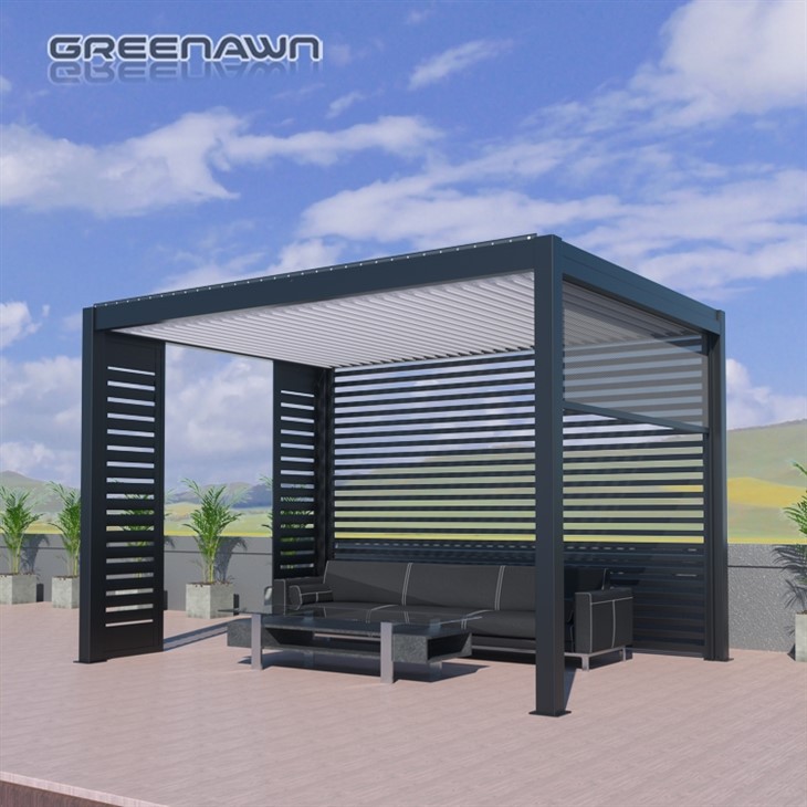 Samostojeća sjenica, metalna pergola s krovom i stranicama